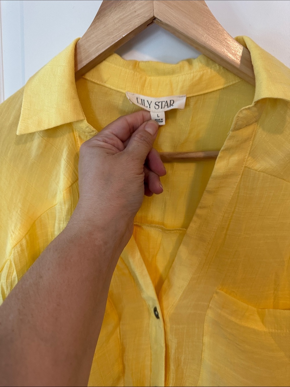 Lily Star Bright Yellow Casual Button-Down Shirt